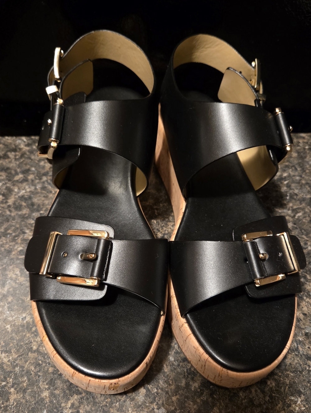 Michael Kors, Double Strap Sandals w/Gold Buckle Accents - Picture 7 of 12